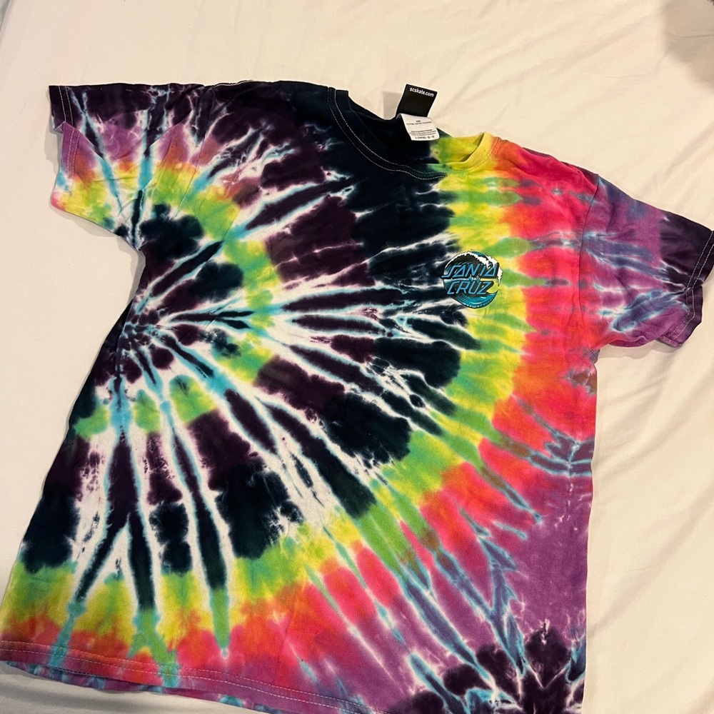 Santa Cruz Skateboards Purple and Yellow Short Sleeve Tee